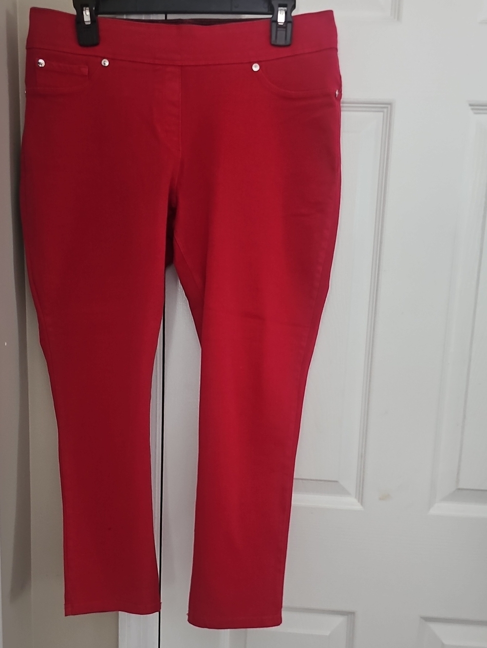Luxe Bold Red Skinny Stetchy Ponte Pants
